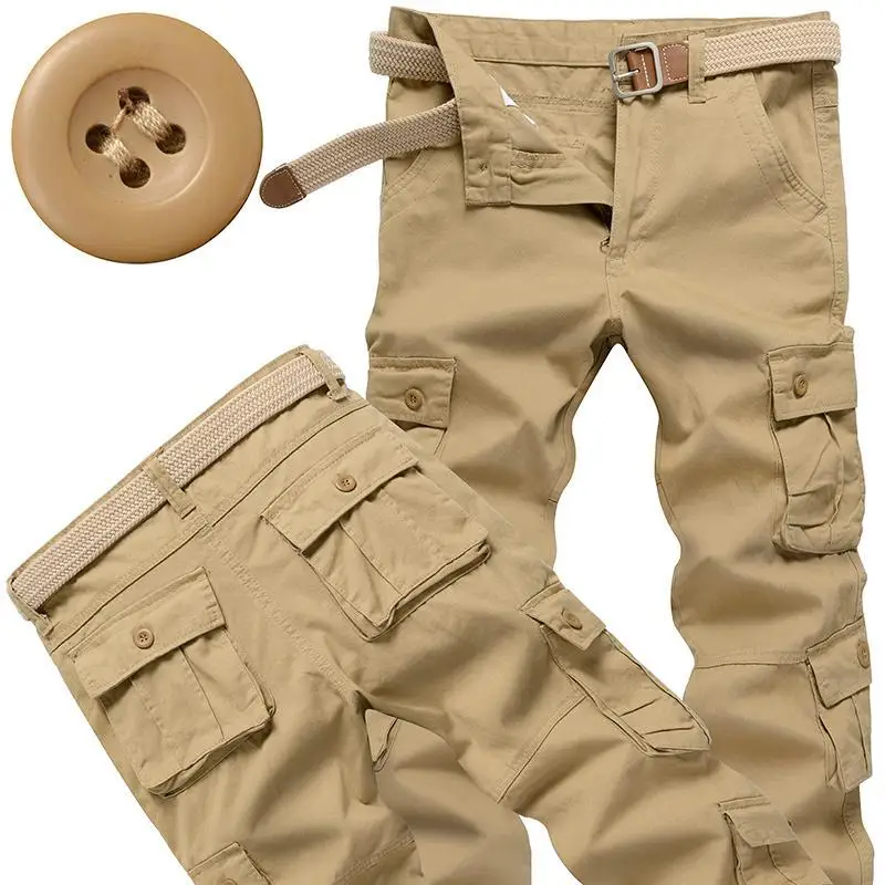 Multi-Pocket Cargo Pants Trousers Men Loose Large Size Wear-Resistant Casual Pants plus-Sized Large Size Trendy Men Pants