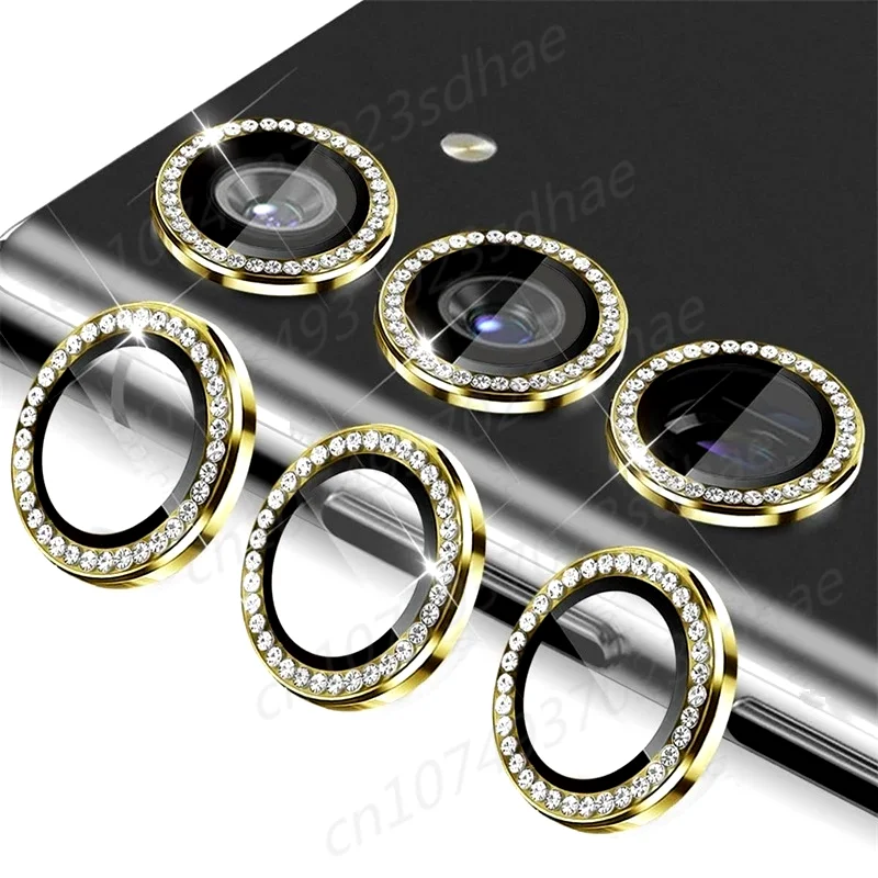 Diamond 9H Tempered Glass Camera Lens Protector with Alloy Ring Cover