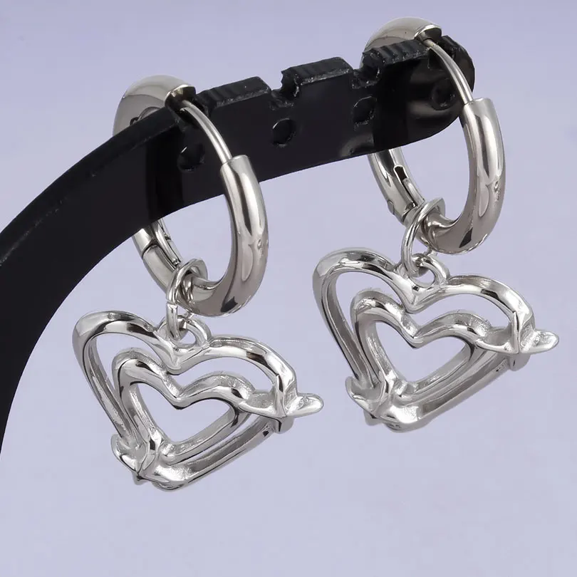 1 paar Silber Farbe Liebe Herz Bowknot Charme Ohrring Edelstahl Hoops Ohrringe Für Frauen Männer Zubehör Sonnenblumen Schmuck – Detail 11