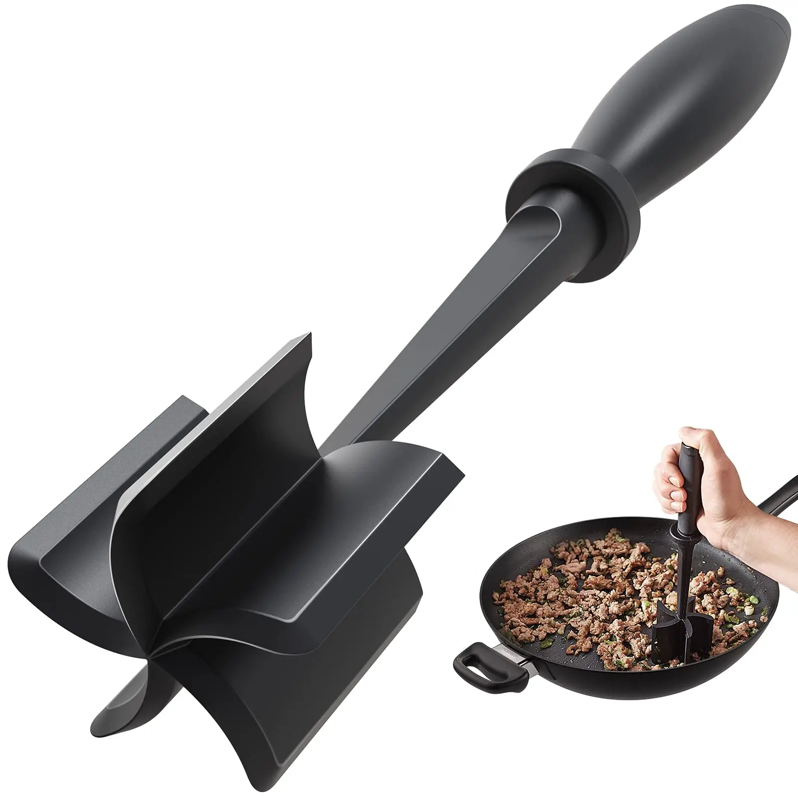Premium Heat Resistant Nylon Meat Chopper Tool, Masher, Meat Fork, Ground Beef, Ground, Turkey, Non Stick