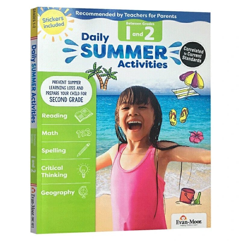 

Evan-Moor Daily Summer Activities, Grade 1-2 Workbook,aged 6 7 8 9, English book 9781629384849