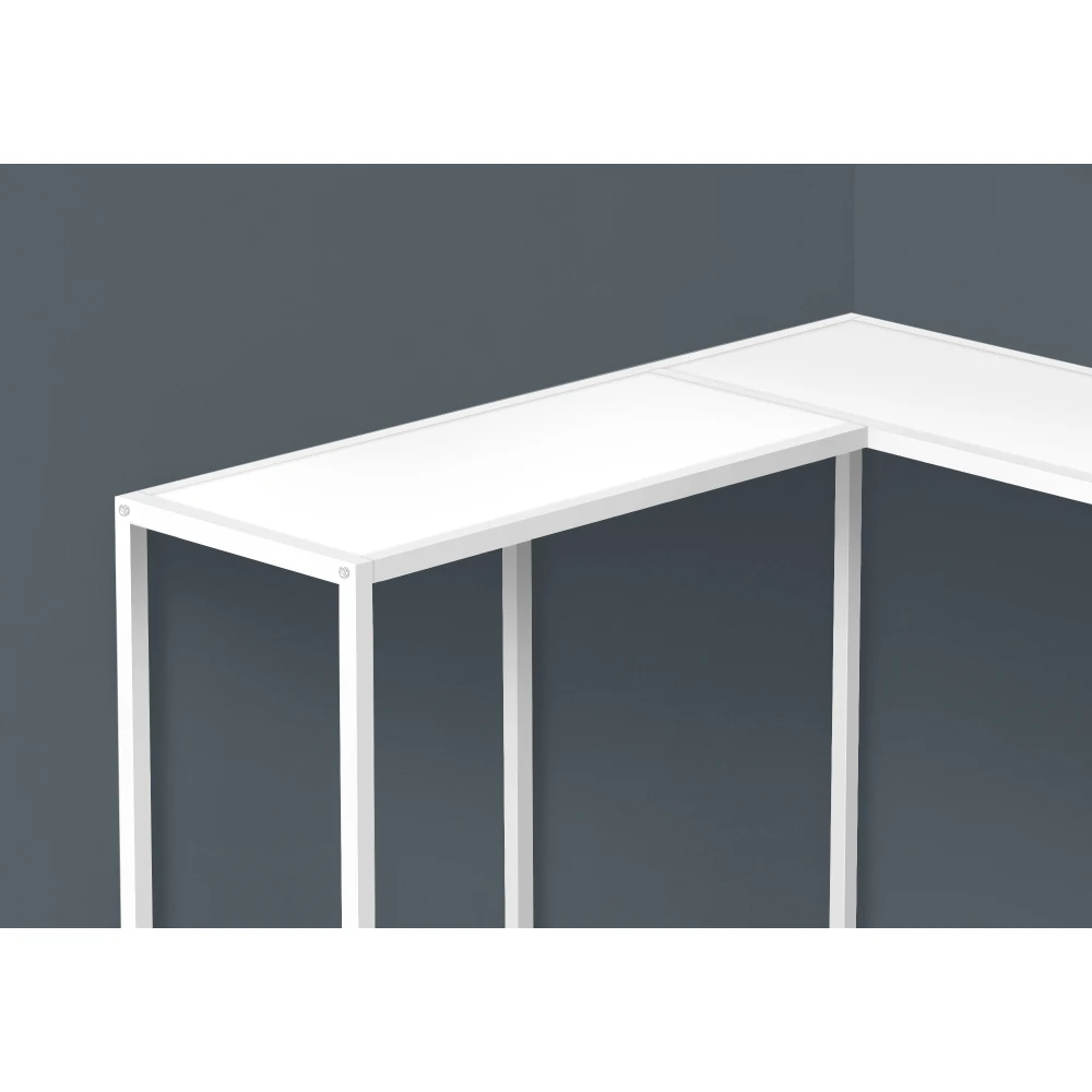 Accent Table, Console, Entryway, Narrow, Corner, Living Room, Bedroom, White Laminate, White Metal, Contemporary, Modern 3