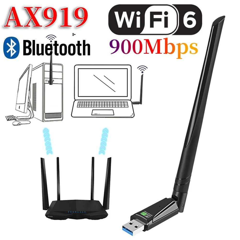AX919 900mbps USB 블루투스 5.3 와이파이 어댑터, PC BT 와이파이..