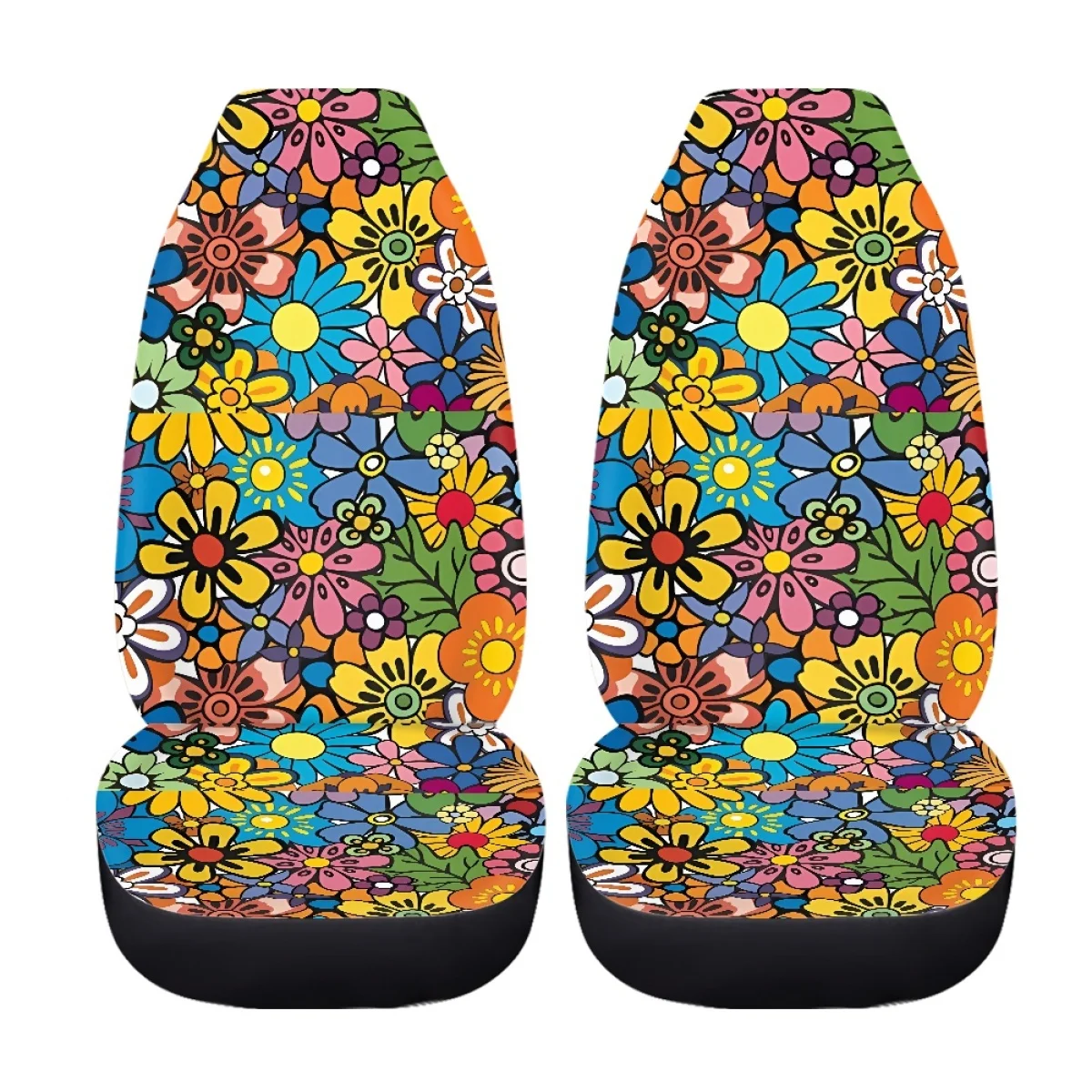 INSTANTARTS Retro Hippie Blume Muster Universal Auto Sitzbezüge Eimer Front  Seat Protector Fit für Die Meisten Autos Einfach Zu Intall - AliExpress