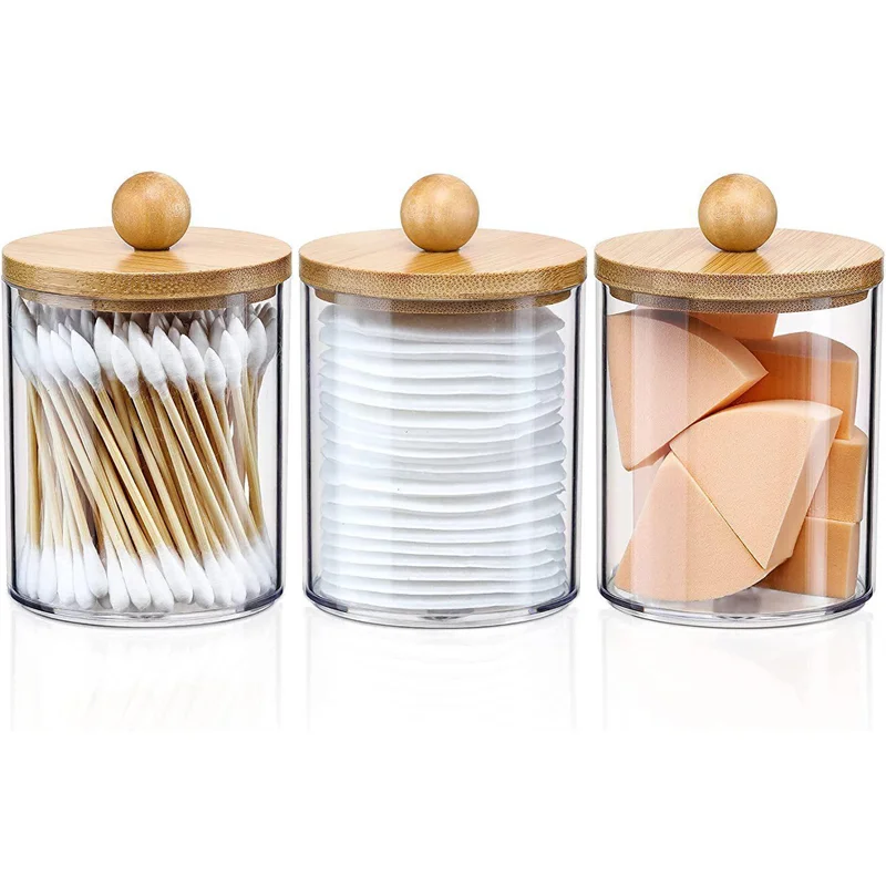 1/2/4 Pieces Qtip Holder Dispenser Bathroom Organizer for Swab,Dental Floss Sticks Holder, Makeup Organizer Round Pads Organizer 4