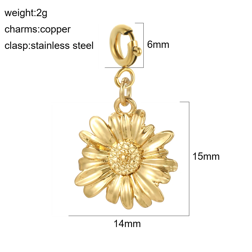3 Stück 6 mm Edelstahl-Federschnalle, modische Emaille, niedliche Blumen-Charms, Pflanzen-Anhänger, CZ, DIY-Schlüsselanhänger, Halskette, Zubehör – Detail 18
