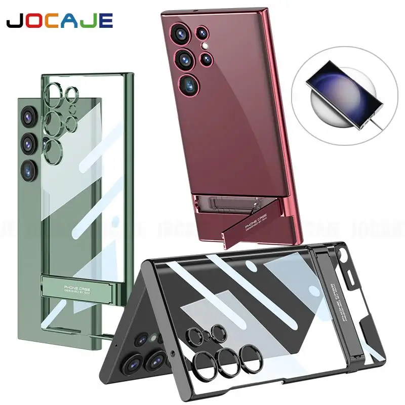 

Прозрачный чехол с подставкой для Samsung Galaxy S24 Ultra HD, ударопрочный жесткий чехол из поликарбоната для Samsung Galaxy S24 Plus