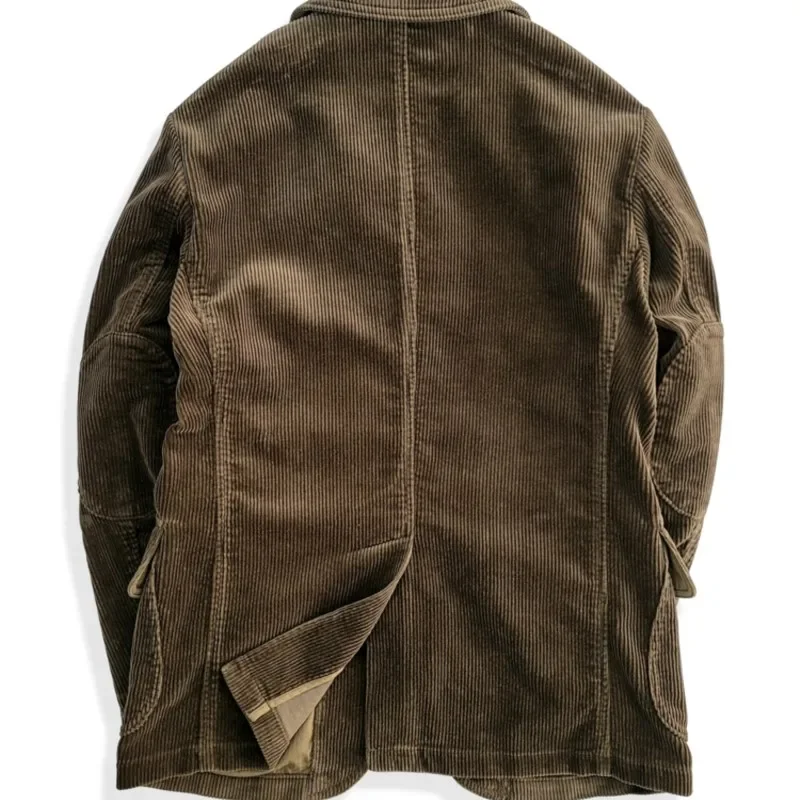Amekaji Wear Clothes Men American Retro Coffee Color Corduroy Suit Business Casual Single West Corduroy Coat Good Quality 6