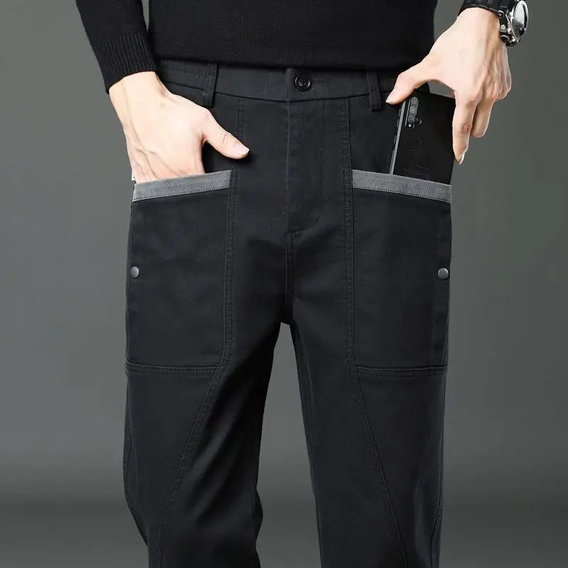 Korean Summer New Fashion Thin Loose Men Sports Casual Straight Harlan Pans Panelled Patchwork Button Zipper Pockets Trousers