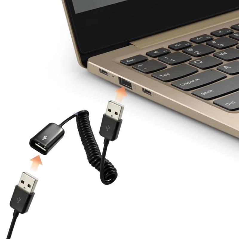 Coiled USB Extension Cable - 1M/3.2Ft Spring Telescopic Adapter