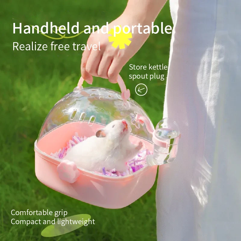 Pet Carrier Hamster Outdoor Carrier Cage Portable with Clear Large Flip Cover for Bird Carrying