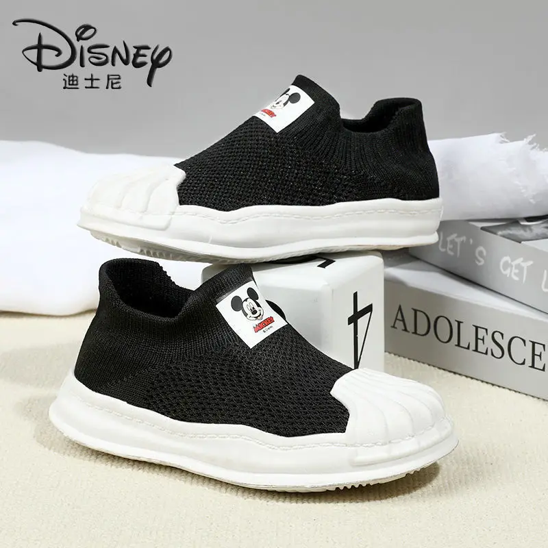 

Детская повседневная обувь Disney, обувь для крикета для мальчиков и девочек, Повседневная вязаная сетчатая обувь для девочек с мягкой подошвой, розовые и черные туфли на плоской подошве, Размеры 26-37