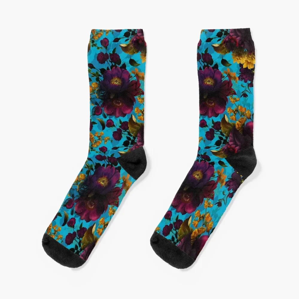 Moody florals - Mystic Night 13 Socks happy fashionable Stockings snow Socks For Men Women's