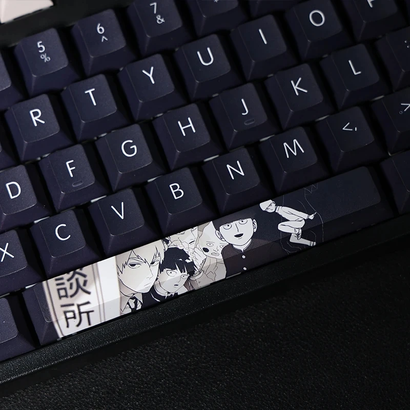 

108 Keys PBT Dye Subbed Keycaps Cartoon Anime Gaming Key Caps Mob Psycho 100 Keycap For ANSI 61 87 104 108 Layout