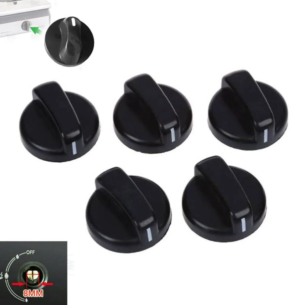 8mm Replacement Switch Knob Gas Stove Control Knob Plastic General Range Oven Cooker Hob Benchtop Burner 5pcs gas stove control knobs