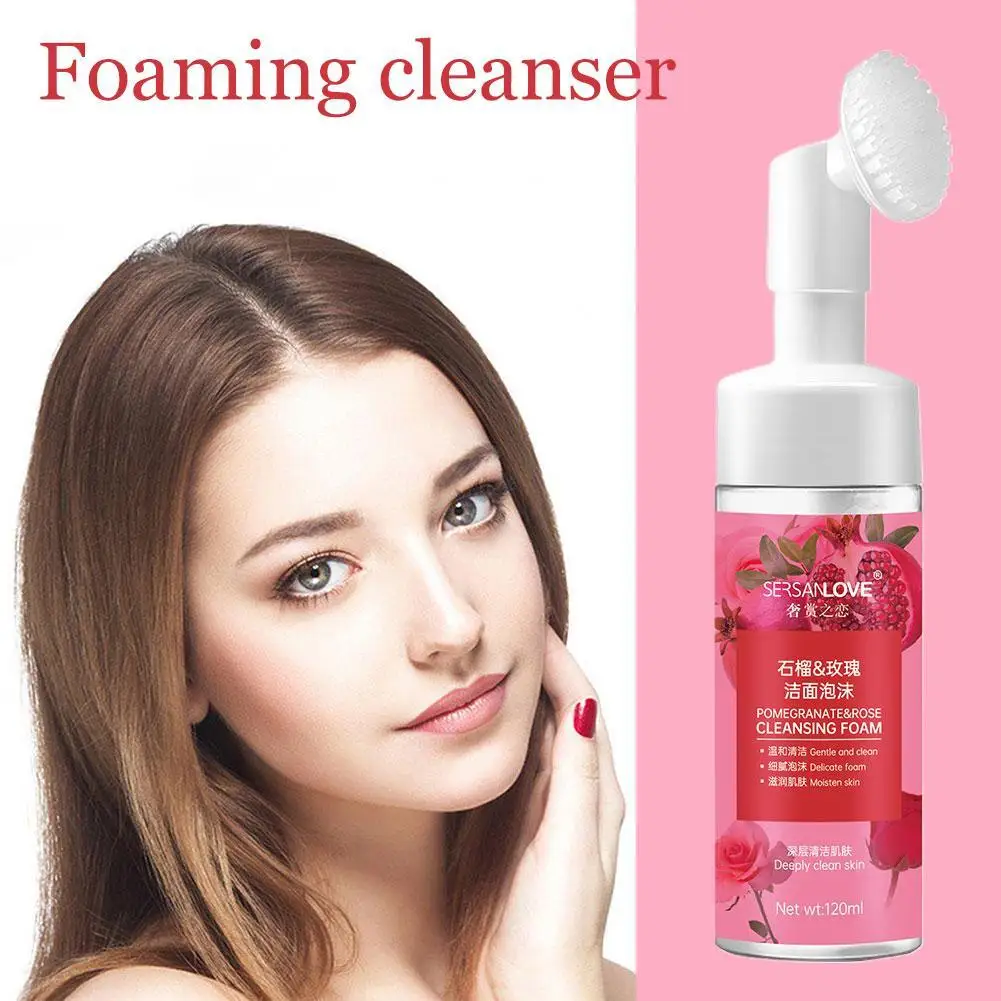 

120ML Foaming Mousse Deep Cleansing Face Cleanser Pomegranate Honey Peony Oil Moisturizing Remover Rose Makeup Avocado Cleans