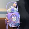 820ml Kids Water Sippy Cup Cartoon Water Bottle with Straw and Handle Portable Drinking Bottle Cup for Children Student School 3