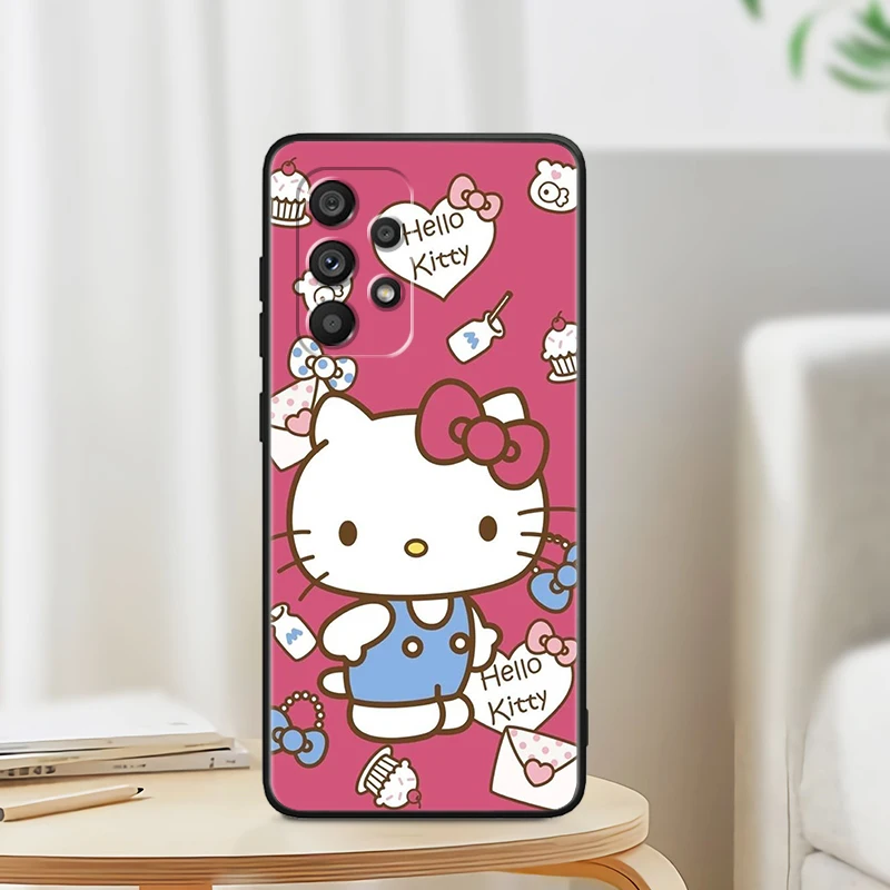 thumbnail image 1 of Anime Hello Kitty Sanrio para Samsung Note 20 10 Ultra Plus A31 A8 A14 j6 A12 A5 A70 A7 A34 A20 A04 A24 5G, funda de teléfono negra, 1 of 5