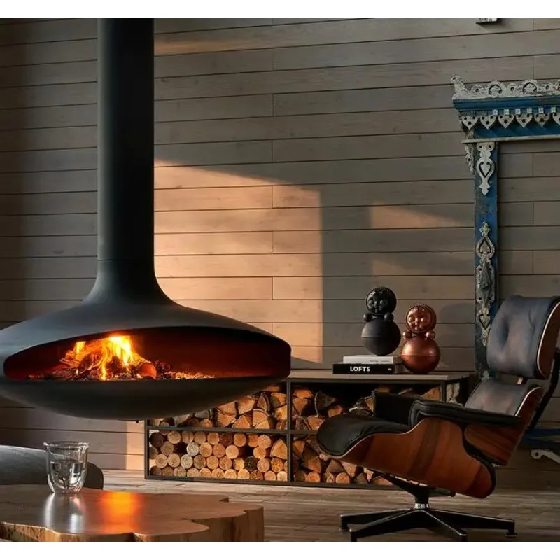 Indoor Roof Ceiling Suspended Hanging Fireplace Wooden Burning Steel Stove Wall Mounted Wood Burning Stove Firewood Fireplace