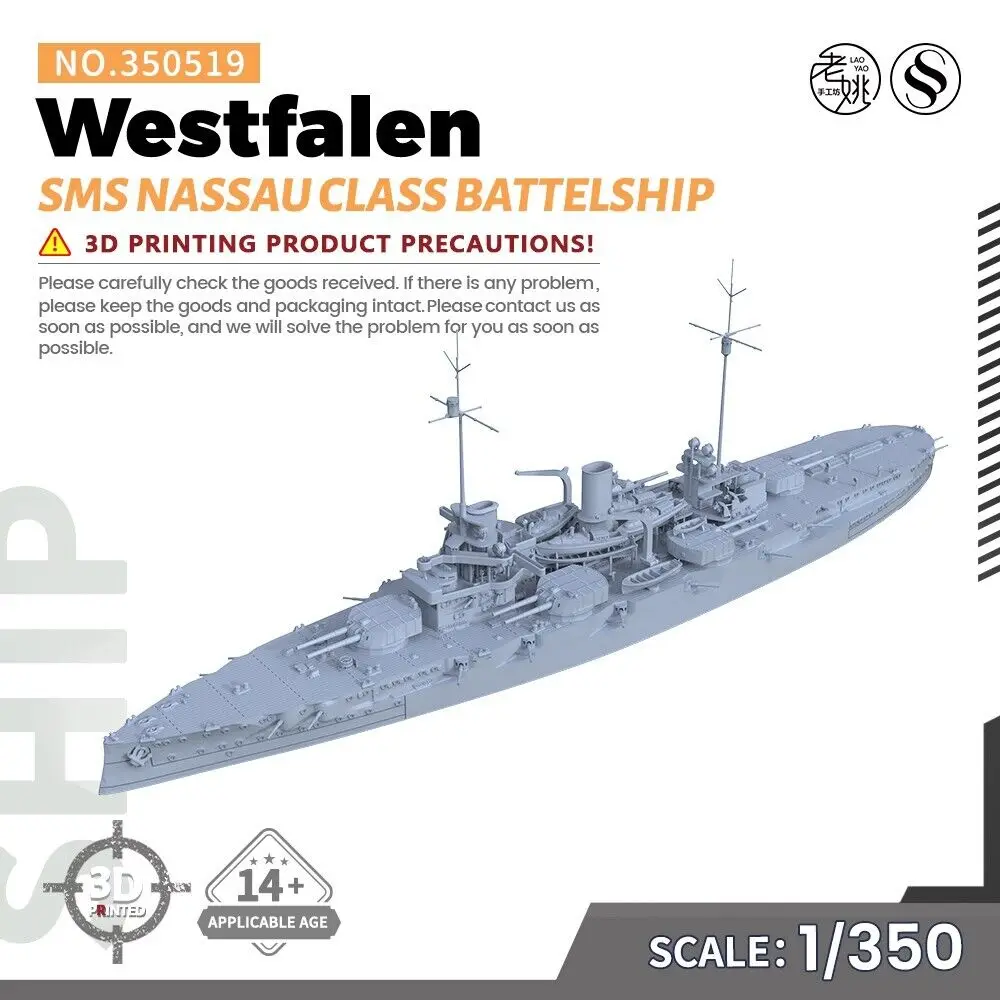 

SSMODEL SS350519 1/350 Military Model Kit SMS Nassau Class Westfalen Battelship