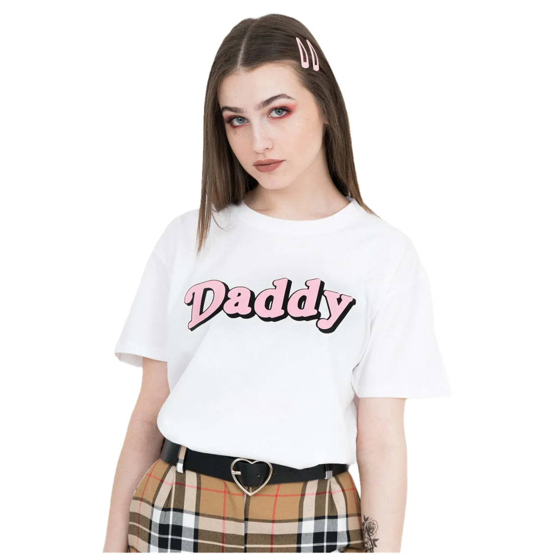 

Daddy T-Shirt Women's Summer 100% Cotton Drop Sleeve White Female Tee