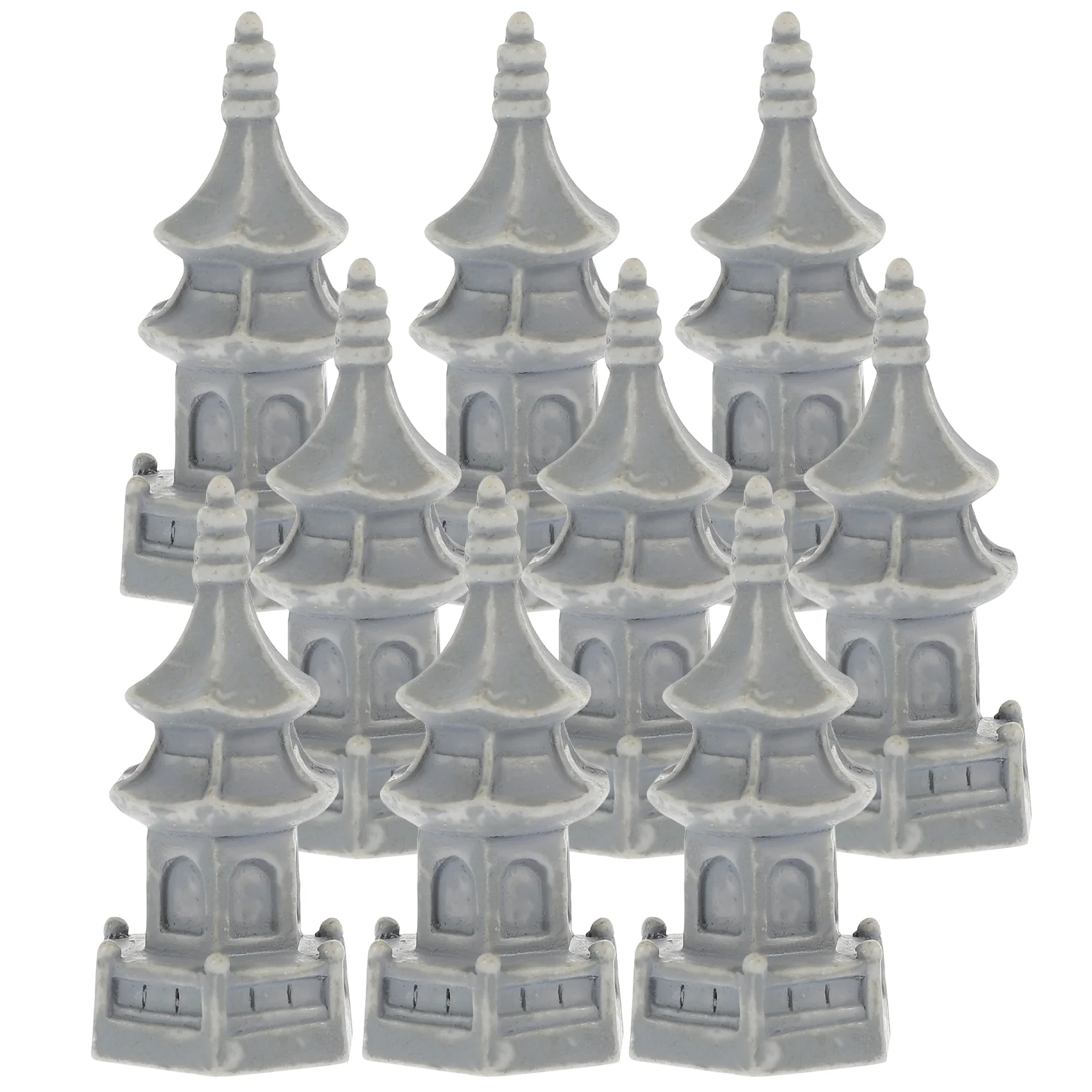 

10 Pcs Miniature Pavilion Statue Decoration Travel Souvenirs Gift Vintage Garden Ornaments Metal Building Model Resin Home