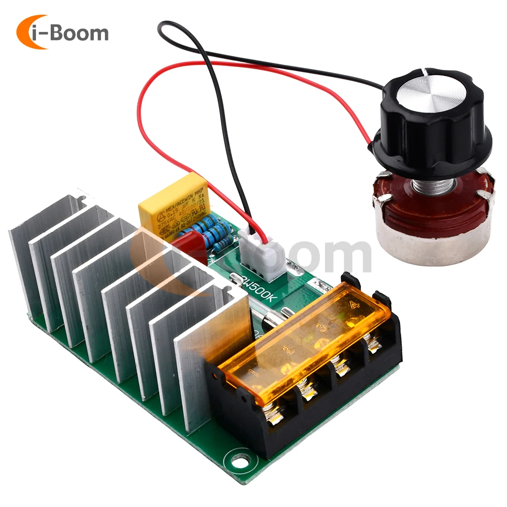 AC 220V 4000W SCR Motor Speed Controller Voltage Regulator LED Dimmer Speed Regulator Temperature Control Module with Fuse motor speed controller electric motor speed controller