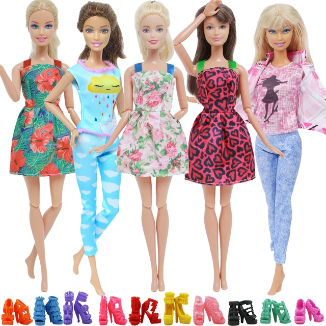 Kit 3 Blusas Vestidos P/ Boneca Barbie Roupa Inverno Sapatos