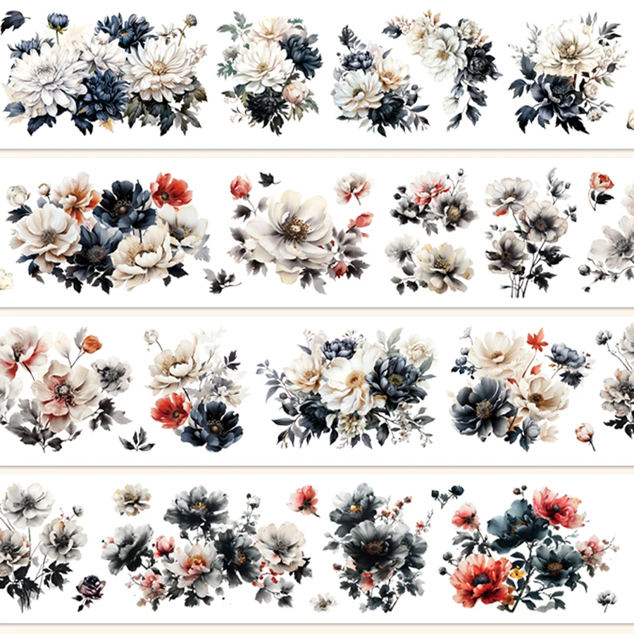 Black and White Flower PET Tape Image 5