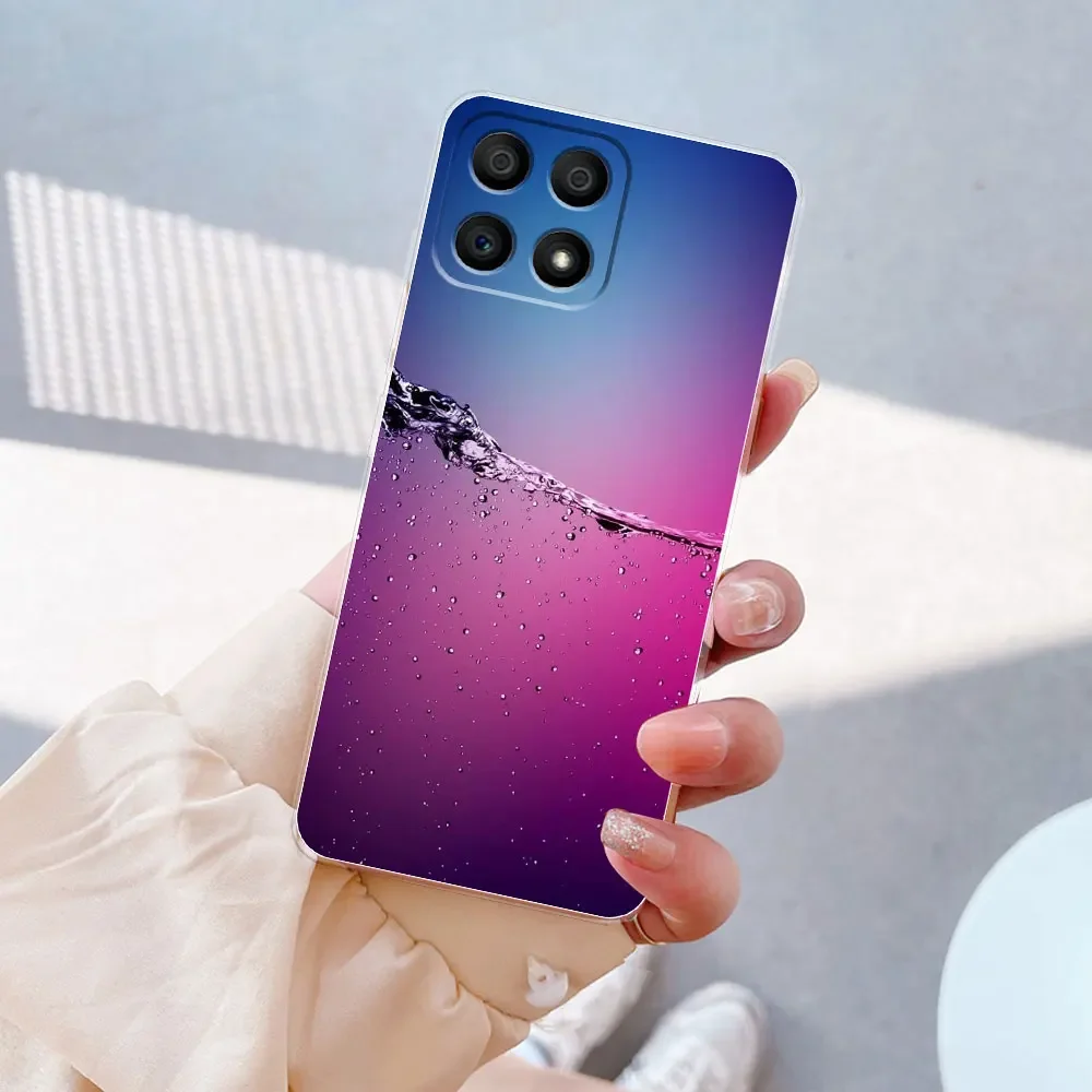 PEIYE Cover Super Colorata per Honor X6 / Honor 70 Lite/Honor X8 5G (6.5), Traslucido Silicone TPU Custodia con Angoli Rinforzati -Rosa Verde