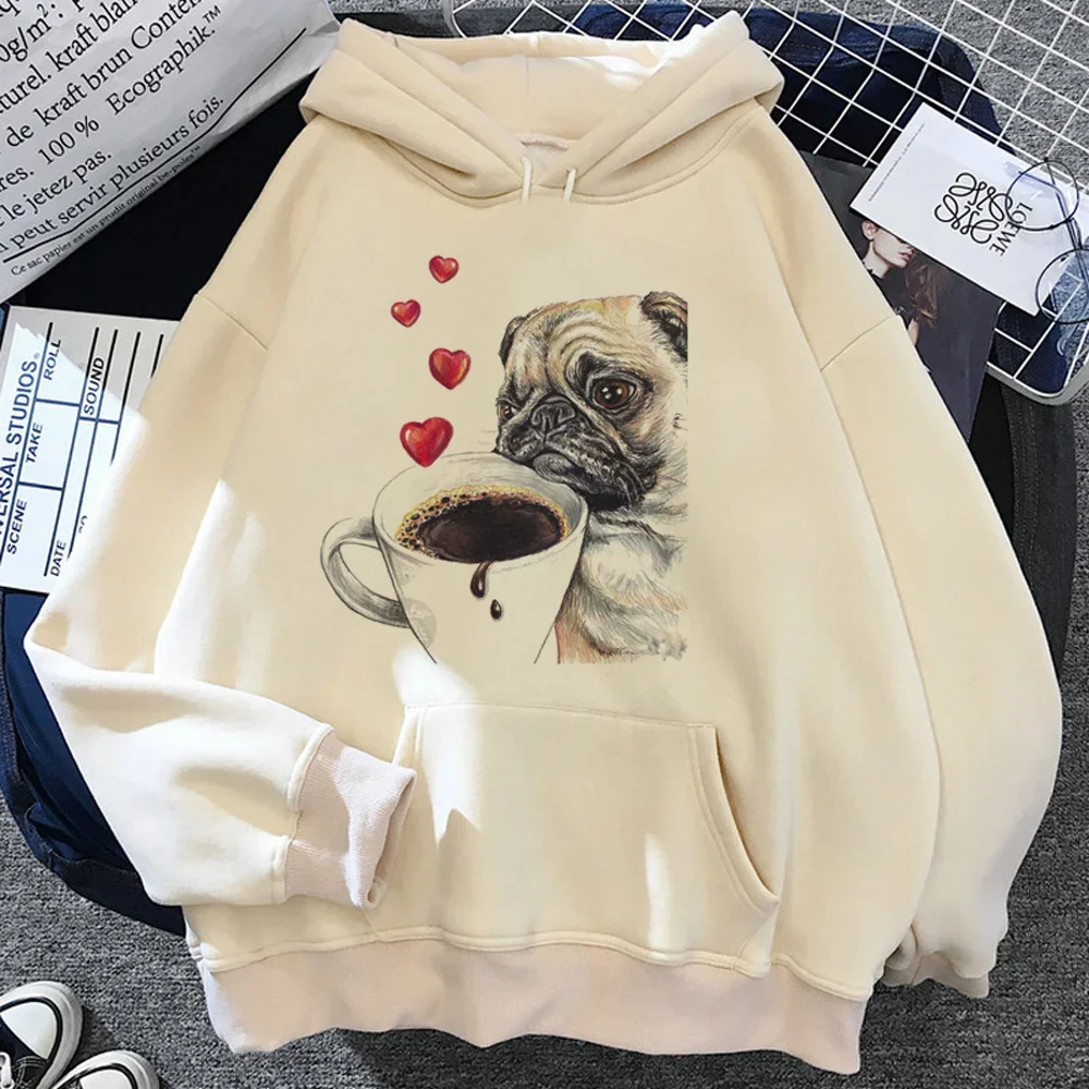 Pug hoodies Men Fleece long sleeve top sweat y2k anime Hooded Shirt Men and women streetwear clothes