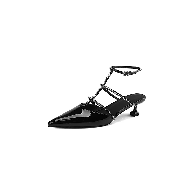 Korean Summer Design Sensation Cat Heel Small Crowd Back Hollow Pointed High Heel Shoes for Women