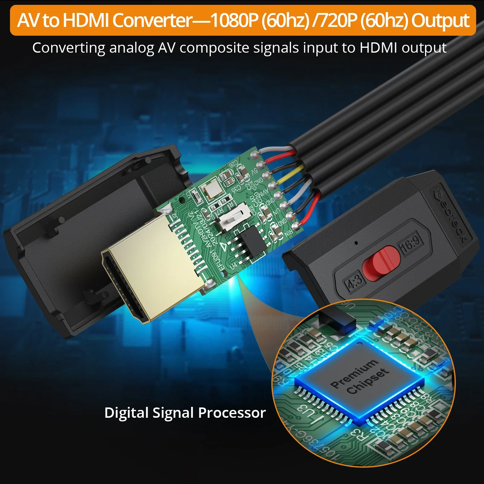 Neoteck 1080P AV/RCA-HDMI ȯ 16:9/4:3 ȯ ̴ Ʈ CVBS    Wii PS2  PAL/NTSC 