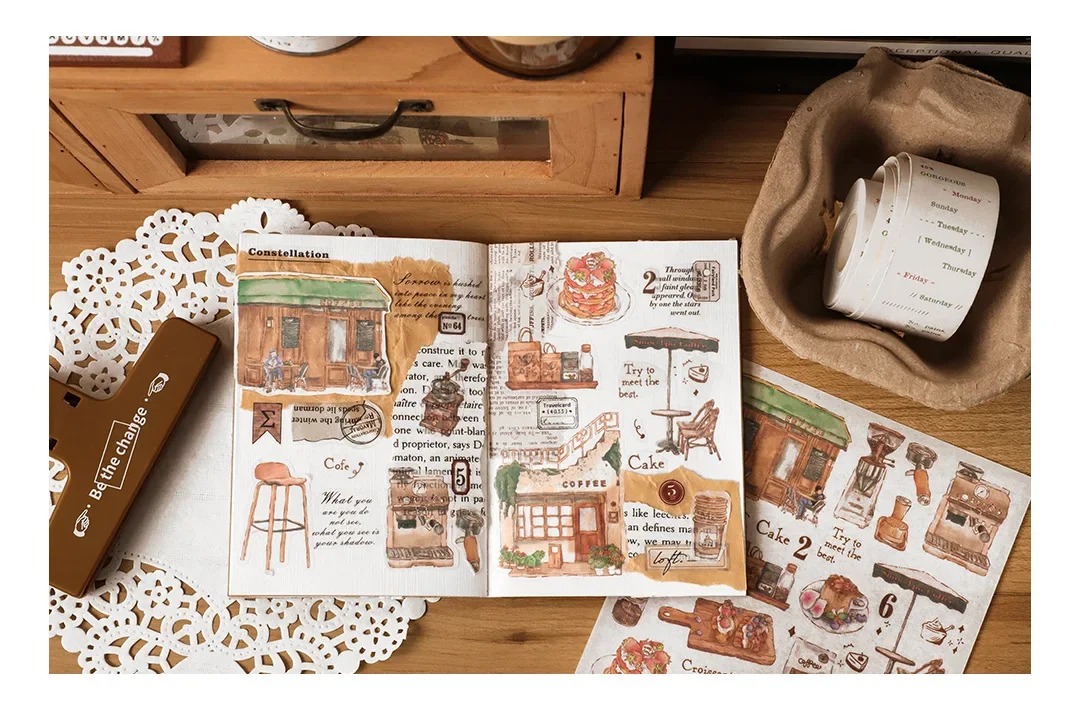 Journamm Niedliche Aufkleber, Scrapbooking-Zubehör, Materialien, Collage, Junk-Journal, selbstklebende Dekoration, Tagebuch, Album, Planer, Bastelaufkleber – Detail 14
