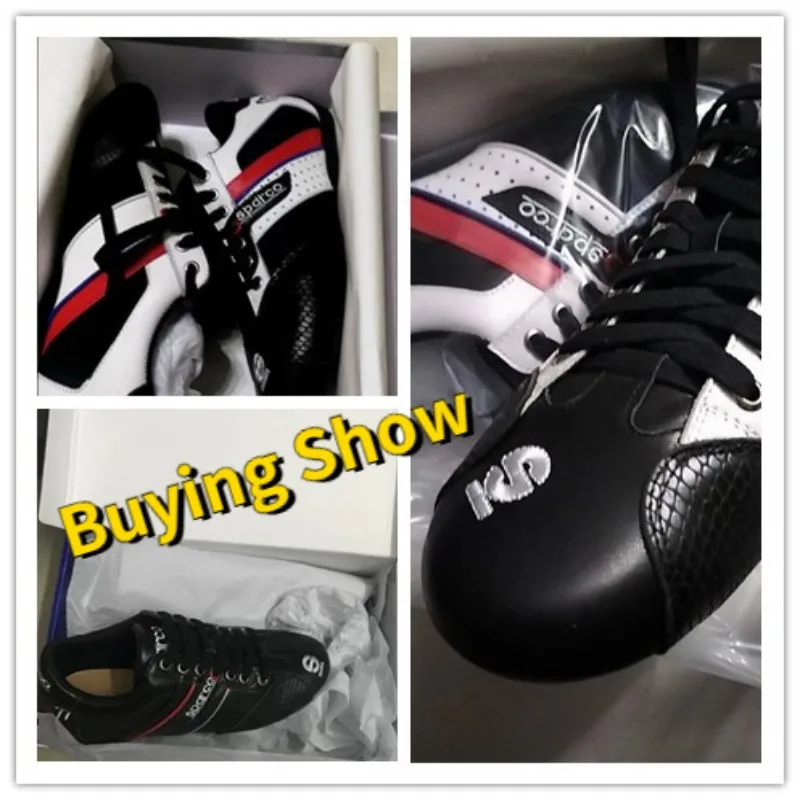 Karting Racing Shoes Genuine Leather Race Shoes Comfortable Low-cut Driving Cowhide Mesh Non-slip Rubber Cycling Boots sports shoes