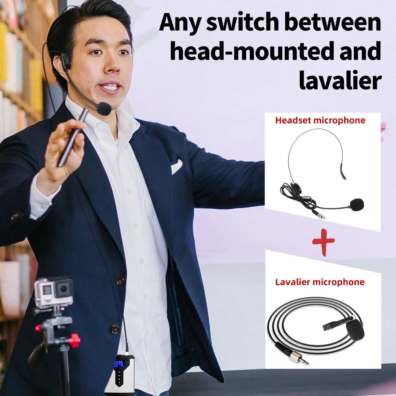 Depusheng-wireless Lavalier Lapel Microfone System q6 q7 Uhf Mini Head Wear Mic Transmissor Bodypack para Professor Repórter - Image 5