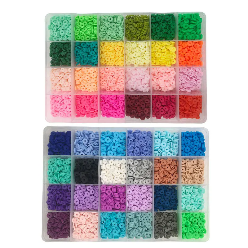 

Cross-Border New 24-Cell Box Bracelet Diy Beaded Loose Bead Soft Clay Tube Set 48 Color Bohemian Style