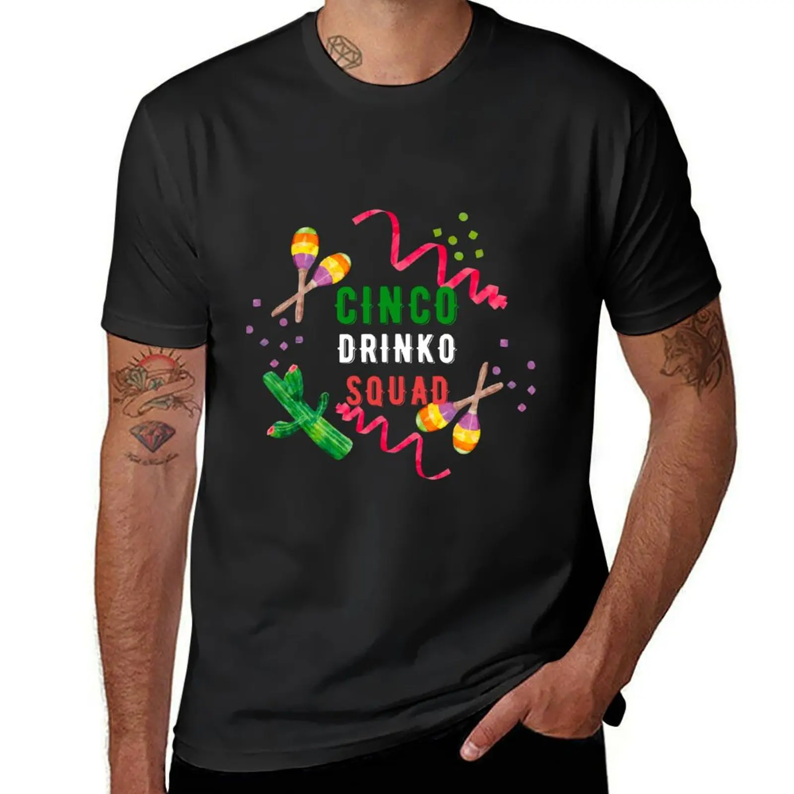 

Cinco Drinko Squad Party Mexican Fiesta Cinco de Mayo T-Shirt summer top plain plus size tops quick drying Men's t shirts