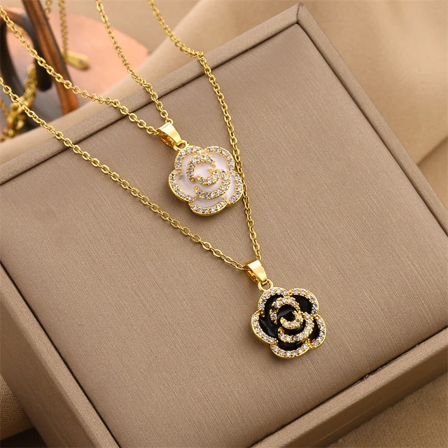 chanel necklace cc logo gold