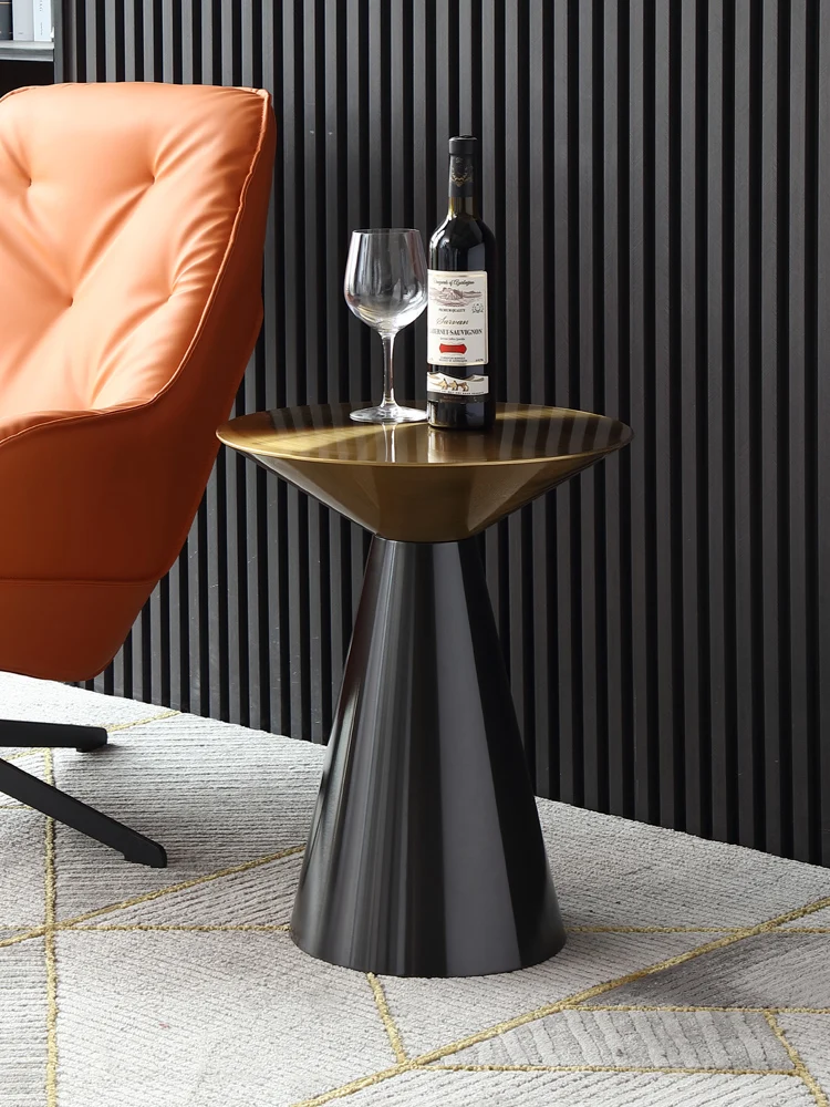 

Stainless Steel Brushed Small Coffee Table Modern Minimalist Light Luxury Corner Table Living Room Sofa Side Table