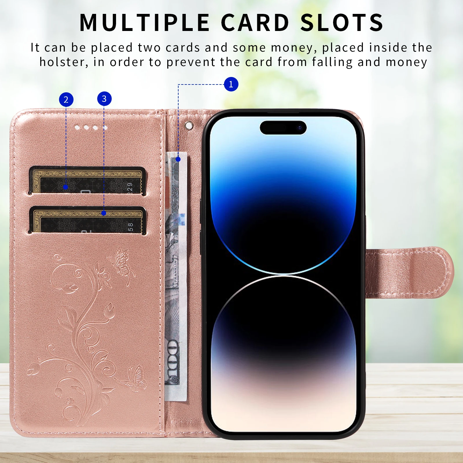 Luxurious Leather Wallet Phone Case with Card Holder and Magnetic Closure
