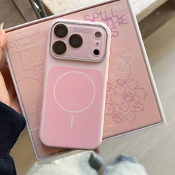 Magnetic Shockproof Liquid Silicone Phone Case with Large Window - iPhone Air (Pink White)