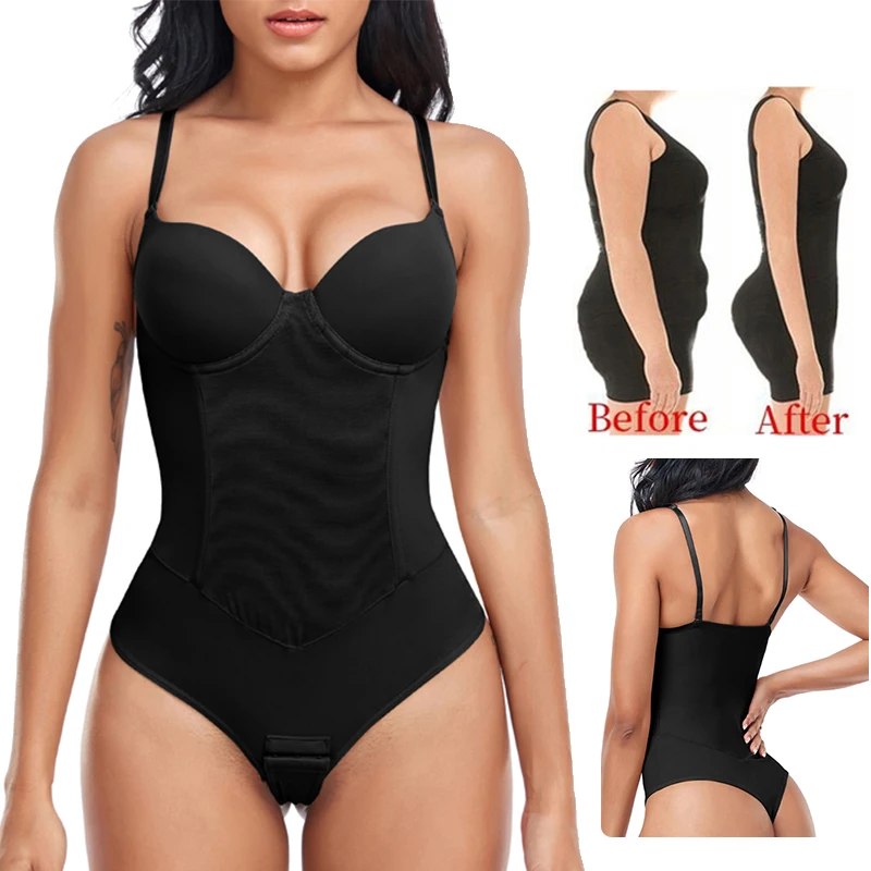 Women's Shapewear 2 in 1 Full Body Shaper with built-in Bra Waist Cincher and Tummy Control Slimming  Seamless Bodysuit Corset
