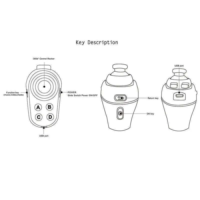 Game Controller R1 Gamepad Mini Bluetooth 4.0 Rechargeable Wireless For Android 3D Glasses VR Remote Game Controller Joystick