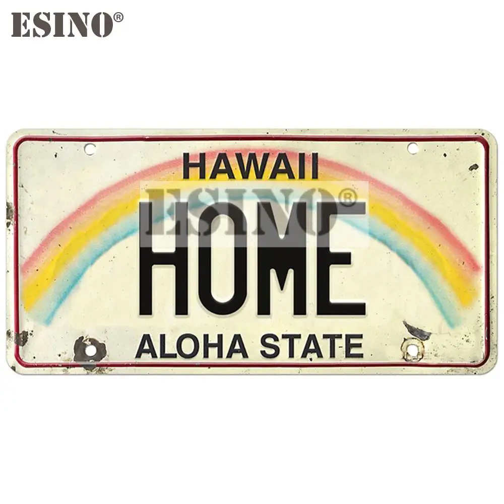 Car Styling Creative Vintage Hawaii Home License Aloha State Trunk Decal Cartoon PVC  Waterproof Car Body Sticker Pattern Vinyl