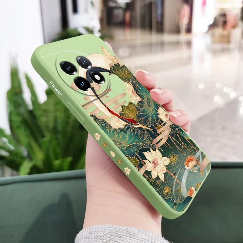 Golden Lotus Liquid Silicone Phone Case Cover