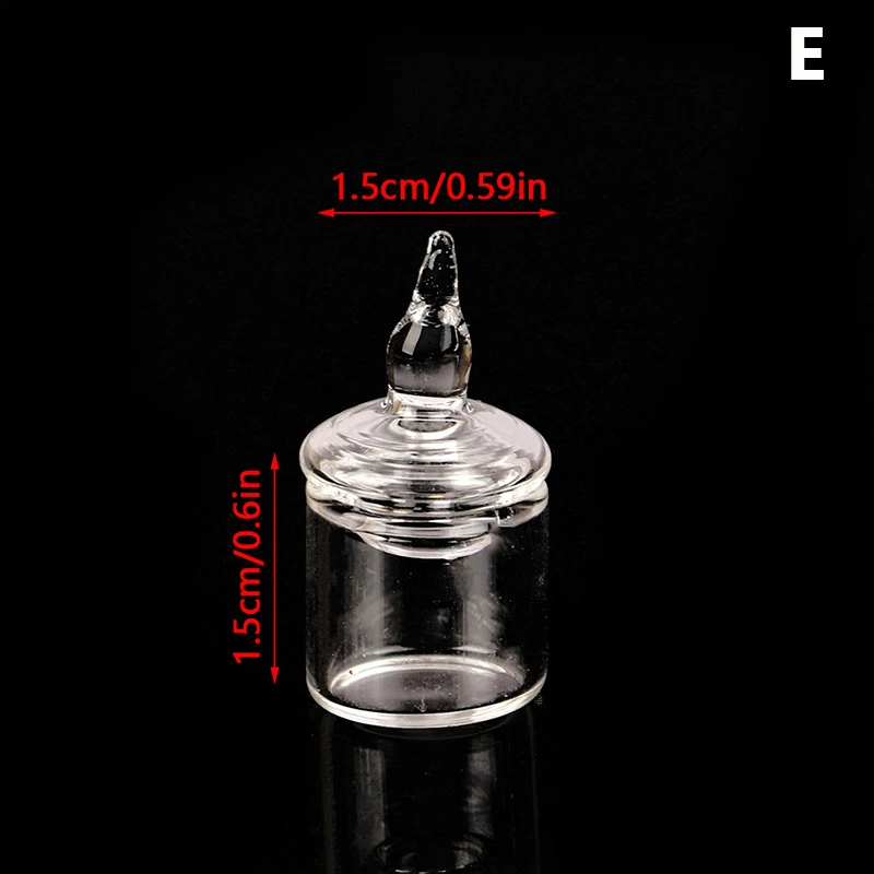 1Pc 1:12 Dollhouse Miniature Clear Glass Jar Candy Bean Storage Bottle Tiny Jar With Cover DollHouse Kitchen Decor Accessories