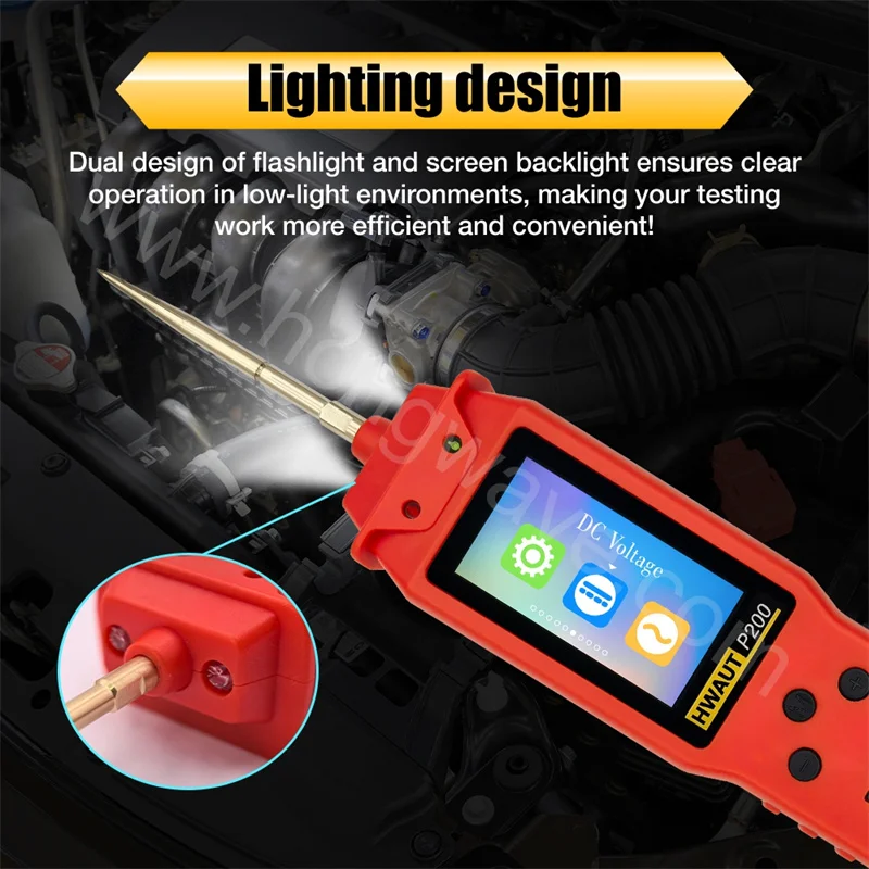 P100 P200 Automotive Circuit Tester 12V/24V Power Probe Diagnostic Tool TFT Screen Oscilloscope & PWM Output Overload Protection