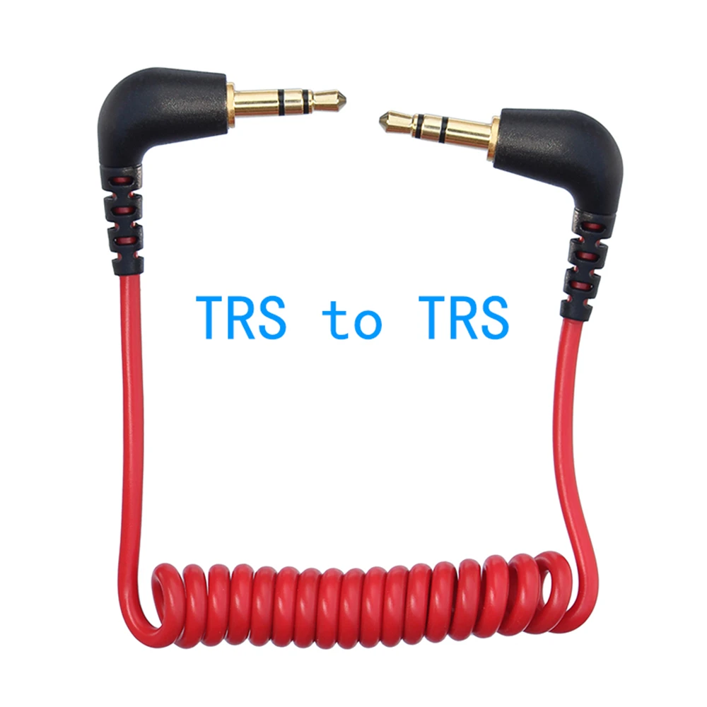 

TRS to TRS Spring 3.5mm Cable Coiled Microphone to Camera Red Color for RODE SC7 BOYA By VIDEOMIC GO Video Micro-type Mics