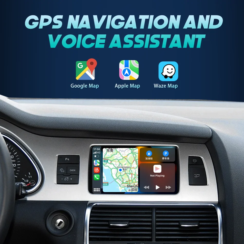 Schermo touch screen wireless da 7 pollici con Carplay e Android Auto per Audi A6 C6 4F Q7 4L, autoradio multimediale con sistema Linux. - Image 2